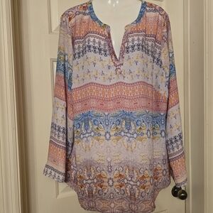 Valerie Stevens Plus Size  Multicolor Patterned Tunic Size 2x.